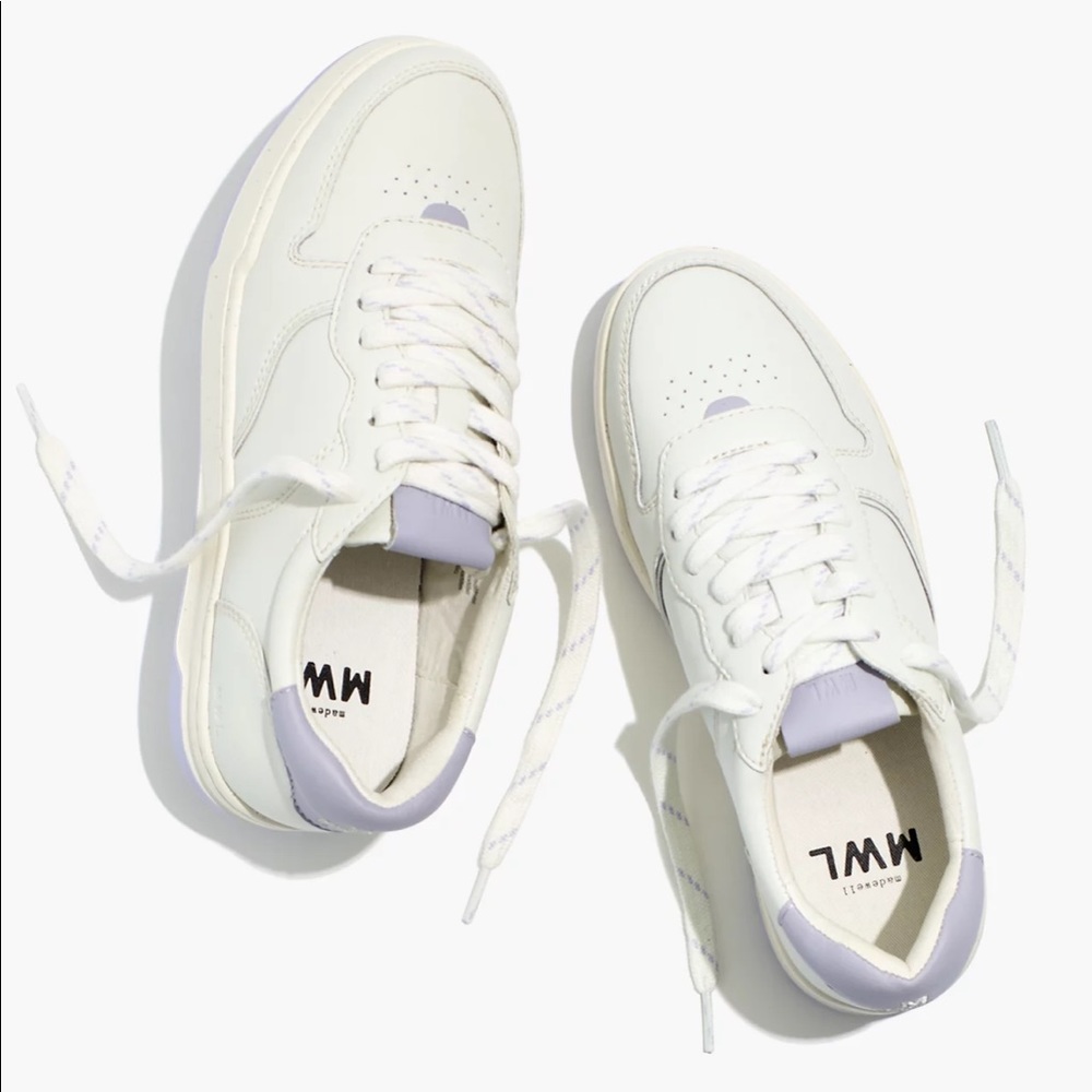 Madewell Court Low-Top Sneakers in White and Purple